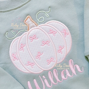 Pumpkin Appliqué with Mini Bows Satin Stitch Machine Embroidery Design