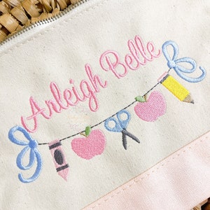 School Supply Bow Bunting Machine Embroidery Design