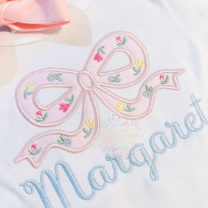 Bow Silhouette with Florals Appliqué Machine Embroidery Design *Updated 10/24* see about for details on update