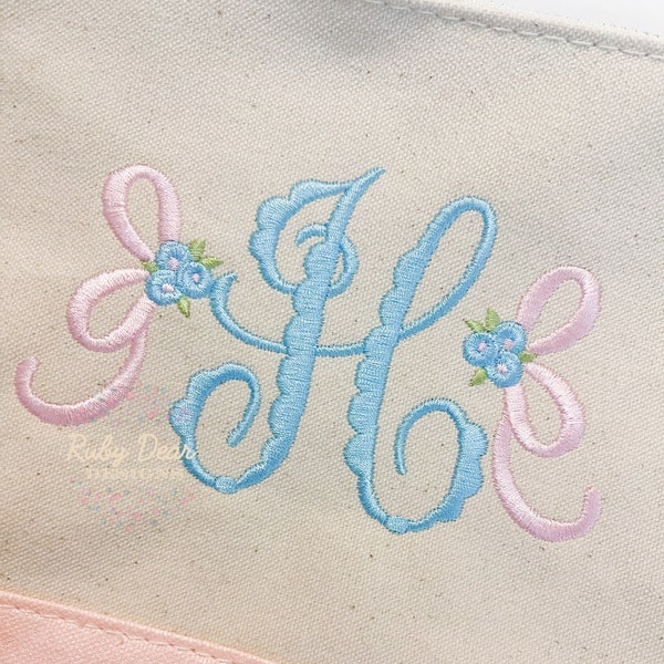 Side Bow Floral Machine Embroidery Design