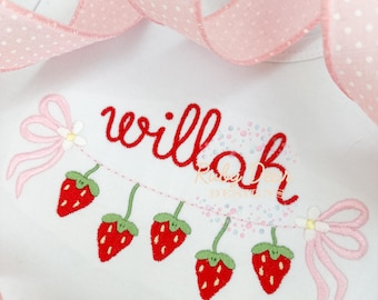 Strawberry Bow Swag Fill Stitch Machine Embroidery Design