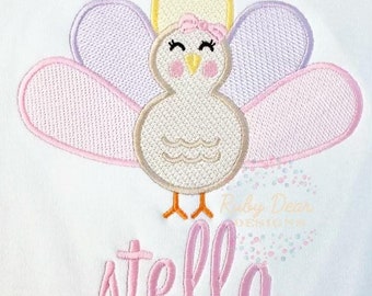 Turkey Girl Sketch with Satin Outline Stitch Machine Embroidery Design
