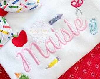 Build Your Own Back To School Minis Bundle of 6 Designs Fill Stitch Machine Embroidery Design