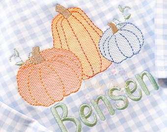 Pumpkins Boy Sketch Stitch Machine Embroidery Design