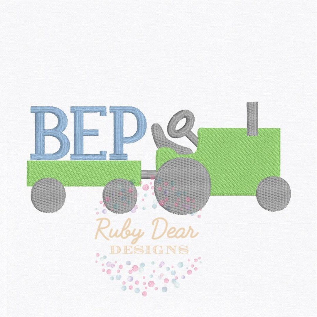 Tractor and Trailer Mini Fill Stitch Machine Embroidery Design - Etsy