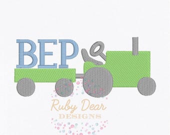 Tractor and Trailer Mini Fill Stitch Machine Embroidery Design