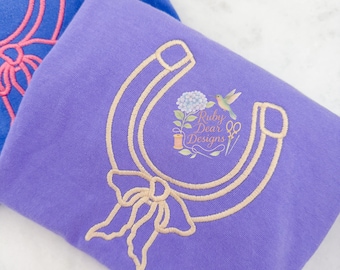 Horseshoe Bow Satin Outline Machine Embroidery Design