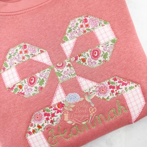 Quilt Block Schleife Band Stil Zick Zack Applikation Maschinenstickerei