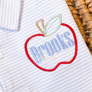 Apple Outline Mini Satin and Bean Stitch Machine Embroidery Design
