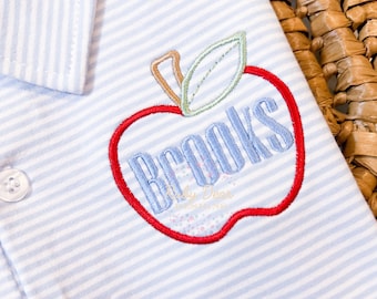 Apple Outline Mini Satin and Bean Stitch Machine Embroidery Design