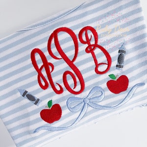 School Bow Monogram Frame Machine Embroidery Design