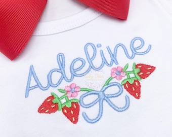 Strawberry Bow Vine Small Machine Embroidery Design