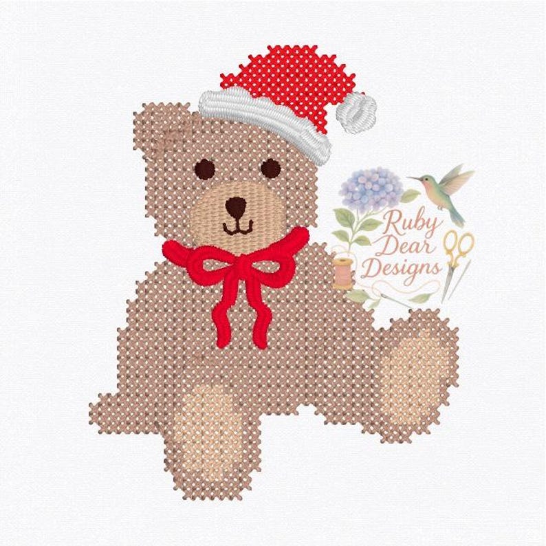 Teddy Bear Santa Mini Cross Stitch Machine Embroidery Design - Etsy