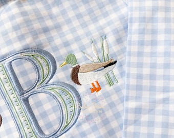 Mallard Mini with Reeds Fill and Satin Stitch Machine Embroidery Design