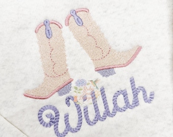Cowgirl Boots Western Cross Stitch Machine Embroidery Design