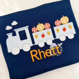 Fall Pumpkin Train Sketch Stitch Machine Embroidery Design