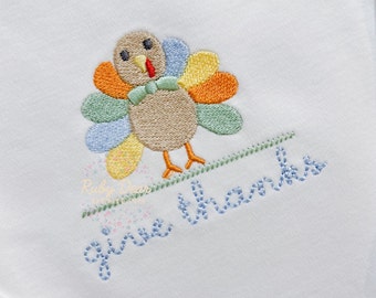 Turkey Boy Dapper  Mini Fill and Satin Stitch Machine Embroidery Design