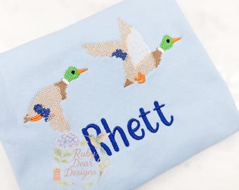 Mallard Duck's Flying Cross Stitch Machine Embroidery Design