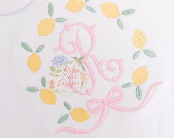 Lemon Bow Frame Machine Embroidery Design