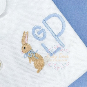 Bunny with Bow Fill and Satin Stitch Machine Embroidery Design
