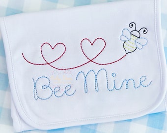 Valentine Bee Bean and Sashiko Stitch Machine Embroidery Design