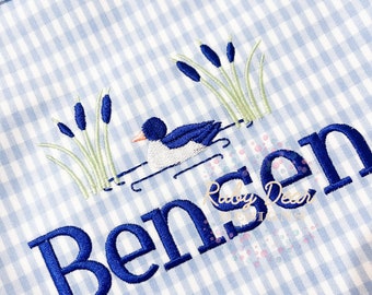 Machineborduurontwerp eend en riet