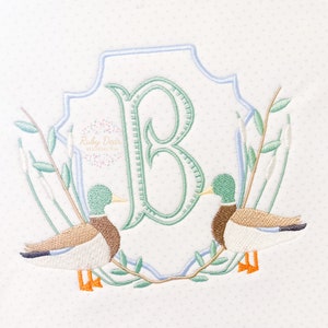 Mallard Duck Crest with Reeds and Branches Machine Embroidery Design