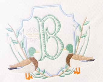 Mallard Duck Crest with Reeds and Branches Machine Embroidery Design