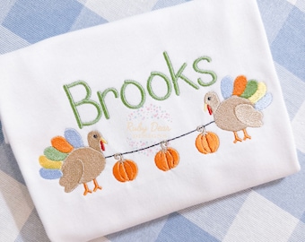 Turkey Boy Swag Satin and Fill Stitch Machine Embroidery Design