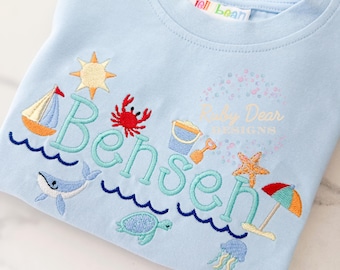 Beach and Sea Boy's Build Your Own Mini Set of  11 Designs Machine Embroidery Design *Font is NOT included!*