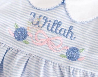 Hydrangea Flowy Bow Satin Stitch Machine Embroidery Design