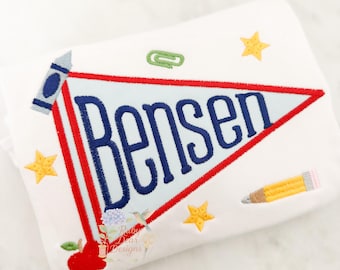 Back To School Pennant Appliqué Machine Embroidery Design
