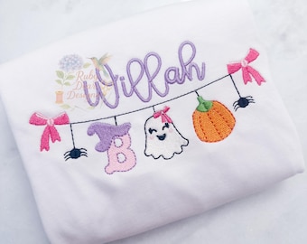Halloween BOO Girl Swag Fill Satin and Bean Stitch Machine Embroidery Design
