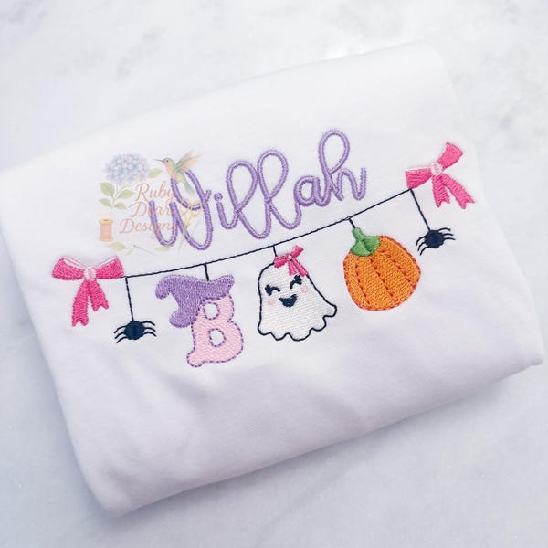 Halloween BOO Girl Swag Fill Satin and Bean Stitch Machine Embroidery Design