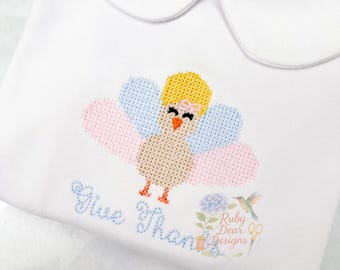 Turkey Girl Cross Stitch Machine Embroidery Design