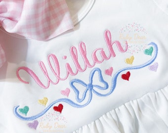Mini Heart Satin Bow Frame Machine Embroidery Design