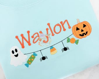 Halloween Spooky Boy Swag Fill Satin and Bean Stitch Machine Embroidery Design