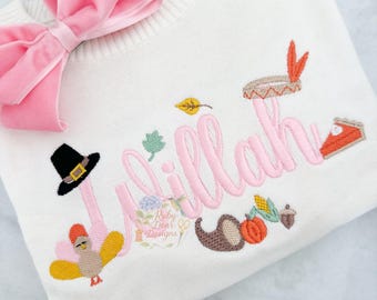 Thanksgiving Pilgrim and Indians Build Your Own Fill and Satin Stitch Mini Machine Embroidery Design