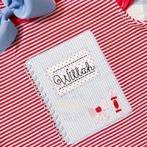 Build Your Own Back To School Notebook and "Stickers" Appliqué Satin Fill Stitch Machine Embroidery Design