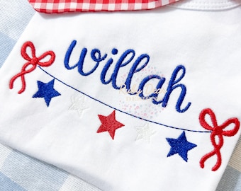 Patriotic Bow Swag Satin and Fill Stitch Machine Embroidery Design