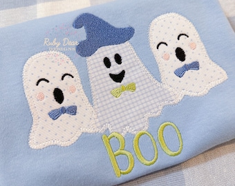 Ghost Boy Club Zig Zag Stitch Applique Machine Embroidery Design
