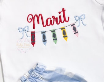 Crayons and Bows Machine Embroidery Design