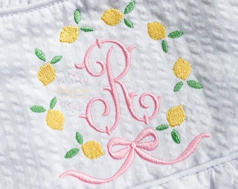 Lemon Bow Frame Machine Embroidery Design