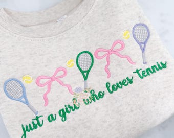 Tennis Rackets and Bow Row Satin Stitch Machine Embroidery Design