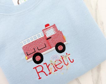 Firetruck Cross Stitch Machine Embroidery Design