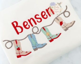 Christmas Cowboy Boot Swag Fill and Satin Stitch Machine Embroidery Design