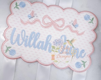 Bow Holder Scallop In The Hoop Satin Stitch with Instructions Machine Embroidery Design