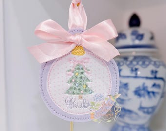 In The Hoop Double Circle Ornament Bean Stitch Machine Embroidery Design