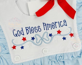 Patriotic Star Bow Satin and Fill Stitch Machine Embroidery Design