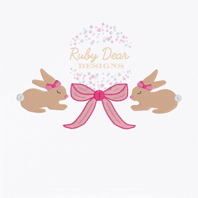 Bunny Bow Frame Fill Stitch Machine Embroidery Design - Etsy